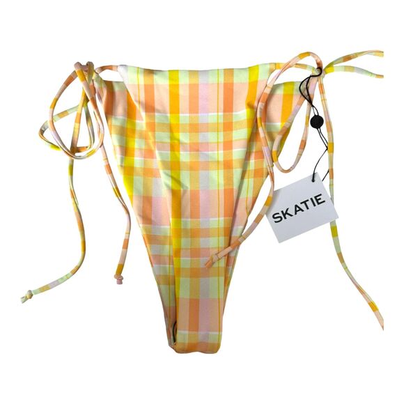Skatie Elsa Suva Plaid String Swim Bikini Bottoms Size Large NEW with Tags - Picture 4 of 9